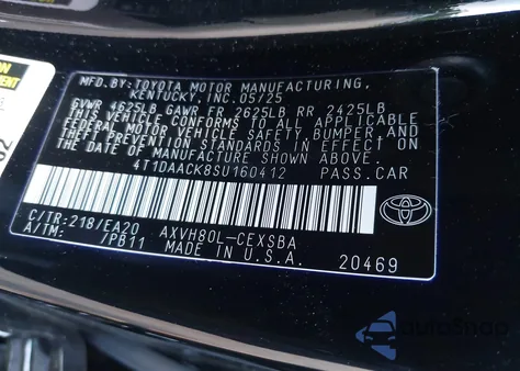 2025 Toyota Camry Se z USA, uszkodzony, nr VIN 4T1DAACK8SU160412